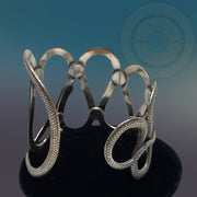 Vintage Handmade Sterling Silver snake Cuff/bangle Bracelet - Tibetan golden lotus
