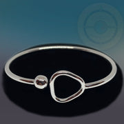 Plain Sterling Silver Bangle Open Bracelet - Tibetan golden lotus