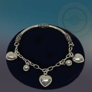 Plain Sterling Silver Key/Heart Love Bracelet Cuff - Tibetan golden lotus