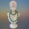 Natural Green Aventurine Gemstone Beads Necklace - Tibetan golden lotus