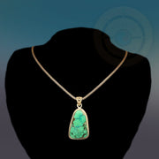 Turquoise Sterling Silver Pendant, Turquoise Jewelry Turquoise Necklace - Tibetan golden lotus
