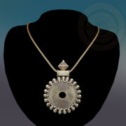 Plain Sterling Silver Pendant Necklace - Tibetan golden lotus