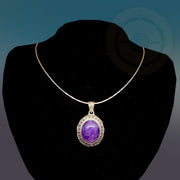 Sterling Silver Amethyst Pendant, Amethyst Jewelry Amethyst Necklace - Tibetan golden lotus