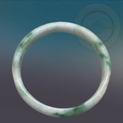 Translucent Natural Antique Jade Bracelet Cuff - Tibetan golden lotus