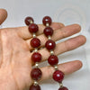 Natural Dark Red Cinnabar Gemstone Beads Necklace - Tibetan golden lotus