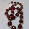 Natural Dark Red Cinnabar Gemstone Beads Necklace - Tibetan golden lotus