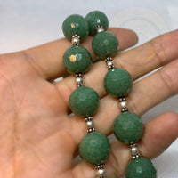 Natural Green Aventurine Gemstone Beads Necklace - Tibetan golden lotus
