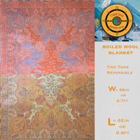 Boiled Wool Blanket, Jamawar Wool Throw - Tibetan golden lotus