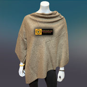Wood Tibetan Golden Lotus Boat Neck Cashmere Poncho - Tibetan golden lotus