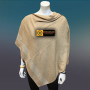 Apricot Tibetan Golden Lotus Boat Neck Cashmere Poncho - Tibetan golden lotus