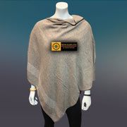 Espresso Tibetan Golden Lotus Boat Neck Cashmere Poncho - Tibetan golden lotus