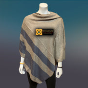 Neutral Navy striped Boat Neck Cashmere Poncho - Tibetan golden lotus