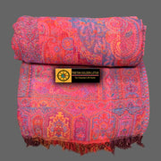 Hand loomed Reversible Boiled Wool Blanket - Tibetan golden lotus