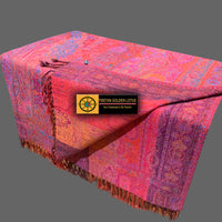 Hand loomed Reversible Boiled Wool Blanket - Tibetan golden lotus