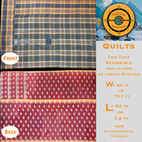 Vintage Handmade Quilt, thick beautiful bed throw quilt - Tibetan golden lotus